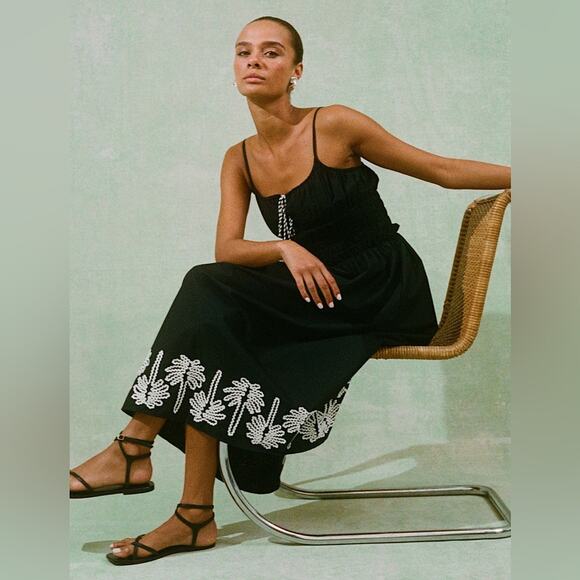 Rails Baja Dress in Black Ivory Palm Trees S